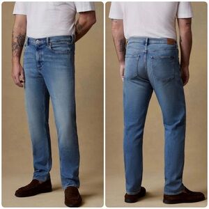 Faherty Men’s Stretch Terry Indigo 5-Pocket Jeans in Indigo Ocean Wash Size 42